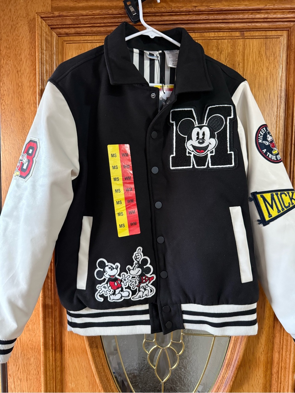 Mickey Mouse Black and White Varsity Bomber Jacket
